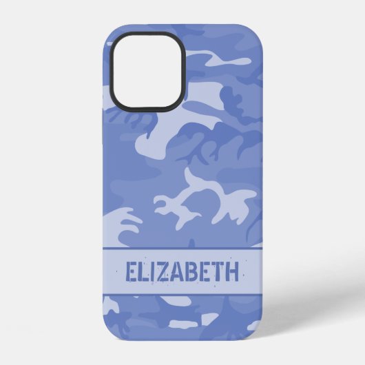 Blauw Camouflage Monogram iPhone Hoesje (Achterkant)