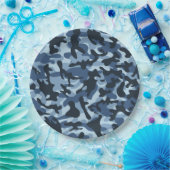 Blauw camouflage papieren bordje (Feest)