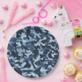 Blauw camouflage papieren bordje (Feest)