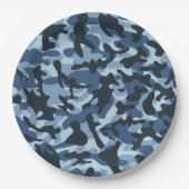 Blauw camouflage papieren bordje (Voorkant)