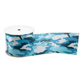 Blauw camouflage Ribbon Satijnen Lint
