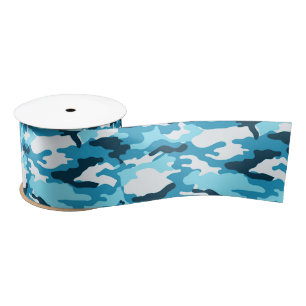 Blauw camouflage Ribbon Satijnen Lint