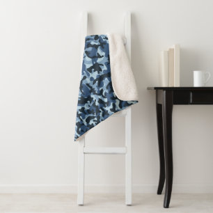 Blauw Camouflage Sherpa Deken