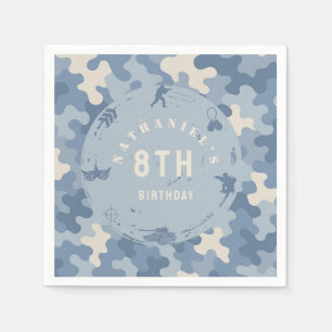 Blauw camouflage soldaat leger verjaardag servet
