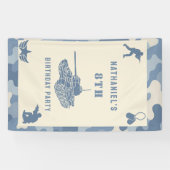 Blauw camouflage soldaat leger verjaardag  spandoek (Horizontaal)