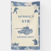 Blauw camouflage soldaat leger verjaardag  spandoek (Verticaal)