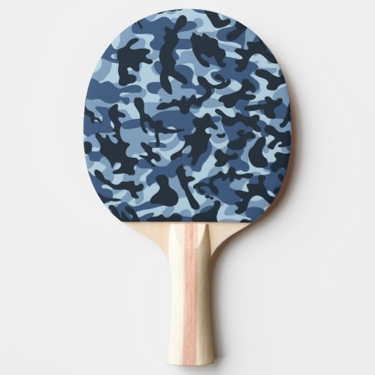 Blauw Camouflage Tafeltennisbatje (Voorkant)