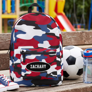 Blauw camouflage terug naar school voor jongens bedrukte rugzak