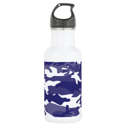 Blauw Camouflage Waterfles (Voorkant)
