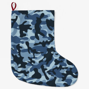 Blauw Camouflagepatroon Grote Kerstsok