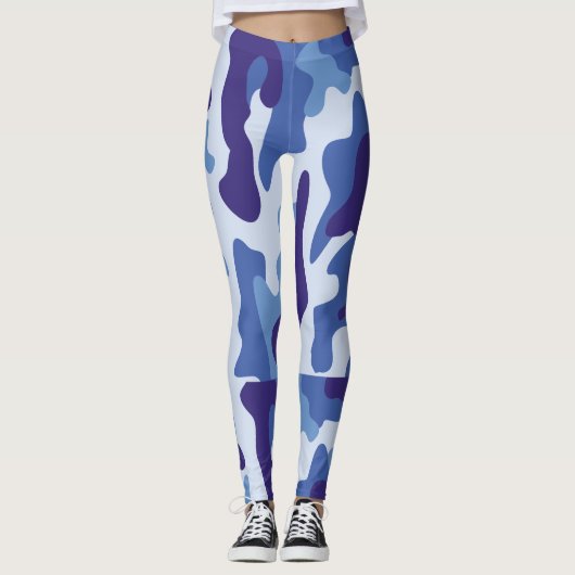Blauw camouflagepatroon leggings (Voorkant)