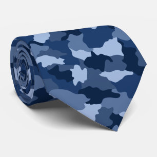 Blauw camouflagepatroon militair stropdas