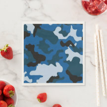 blauw camouflagepatroon Papier & Feestservetten