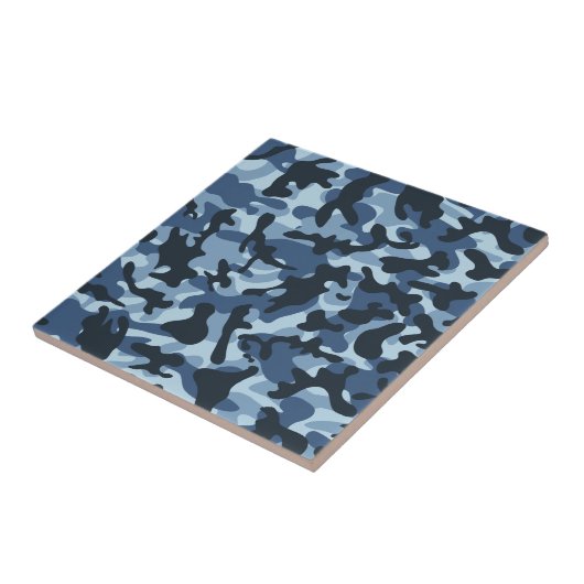 Blauw Camouflagepatroon Tegeltje (Zijkant)