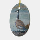 Blauw Canada Goose Bird Schilderij Jaar Kerstmis Keramisch Ornament (Links)
