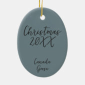 Blauw Canada Goose Bird Schilderij Jaar Kerstmis Keramisch Ornament (Achterkant)