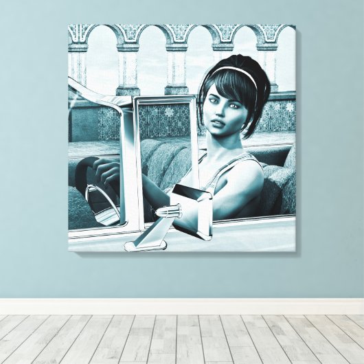  blauw canvas afdruk (Insitu (Houten vloer))