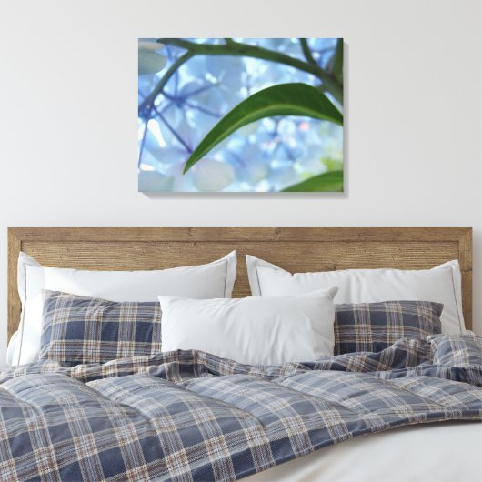 Blauw Canvas kunstprint Hydrangea Bloementuin Afdruk (Insitu (Slaapkamer))