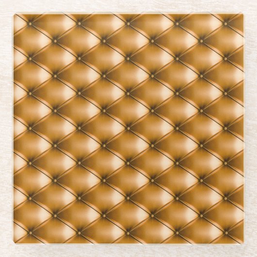 Blauw Capiton Textiel: Retro Achtergrond Glazen Onderzetter (Voorkant)