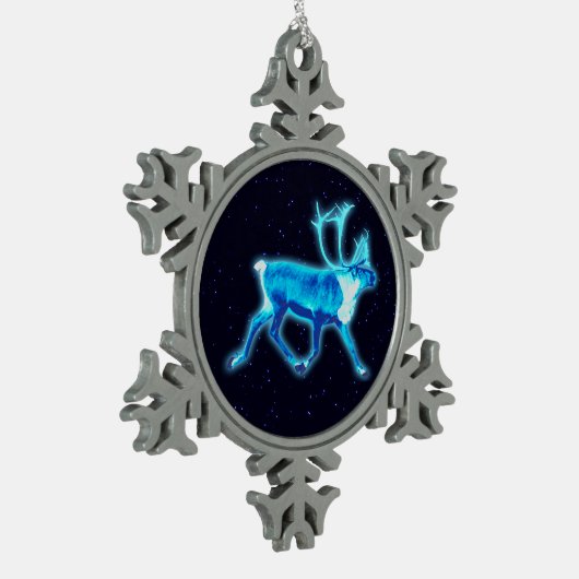 Blauw Caribisch gebied (rendier) Tin Sneeuwvlok Ornament (Links)