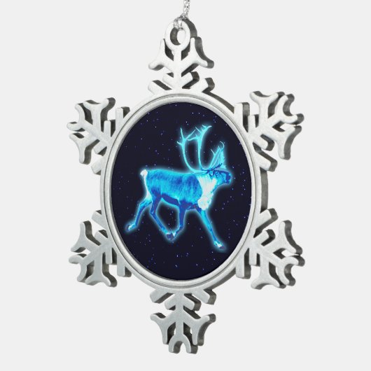 Blauw Caribisch gebied (rendier) Tin Sneeuwvlok Ornament (Rechts)