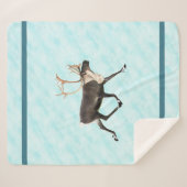 Blauw Caribisch gebied (rendieren) op sneeuw Sherpa Deken (Voorkant (horizontaal))