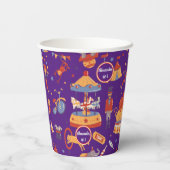 Blauw Carnaval Kinderen Verjaardagscircus Patroon  Papieren Bekers (Achterkant)