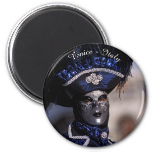 Blauw carnaval kostuum - Venetië, Italië Magneet