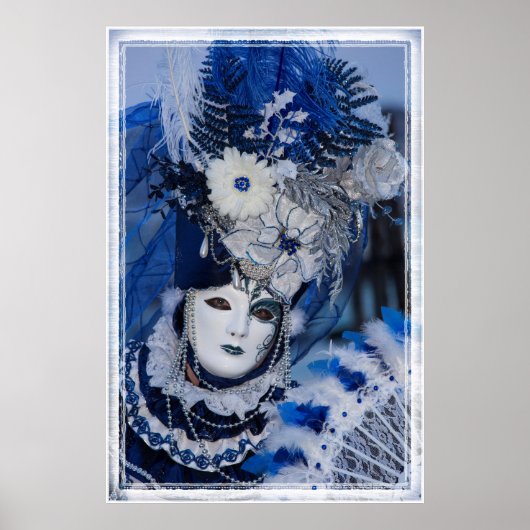 Blauw Carnaval Kostuum, Venetië Poster (Voorkant)