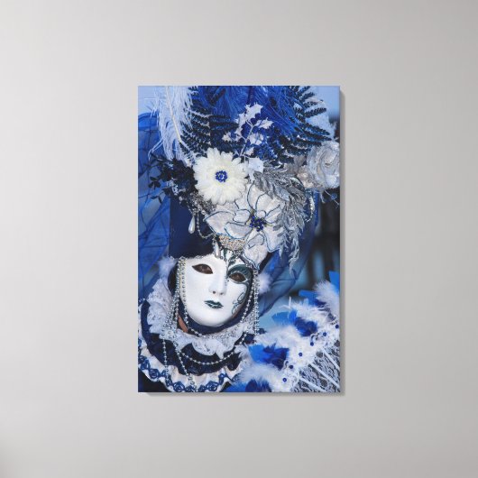 Blauw Carnavalskostuum, Venetië Canvas Afdruk (Voorkant)
