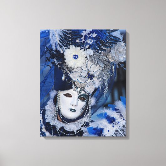 Blauw Carnavalskostuum, Venetië Canvas Afdruk (Voorkant)