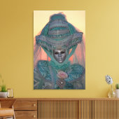 Blauw Carnavalskostuum, Venetië Canvas Afdruk (Insitu (Woonkamer))