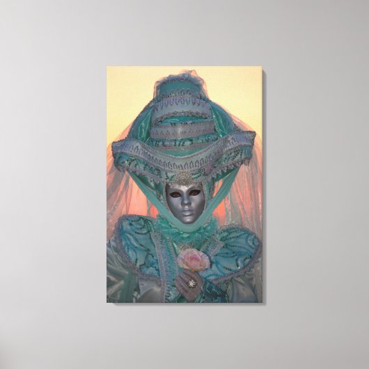 Blauw Carnavalskostuum, Venetië Canvas Afdruk (Voorkant)