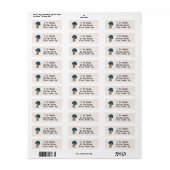 Blauw Cartoon Paddenstoel Adres Etiket (Full Sheet)