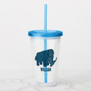 Blauw Cartoon Wollige Mammoet Persoonlijk Acryl Drinkbeker