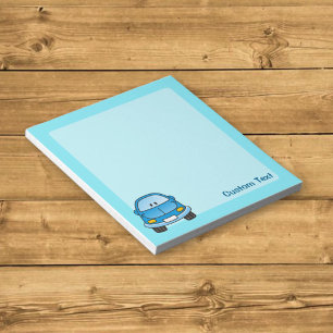 Blauw cartoonautoblocknootje notitieblok