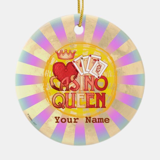 Blauw Casino Queen Keramisch Ornament (Voorkant)