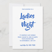Blauw Casual script | Dames Night Vrijgezellenfees Kaart (Voorkant)
