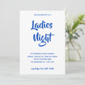 Blauw Casual script | Dames Night Vrijgezellenfees Kaart (Staand voorkant)