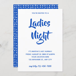 Blauw Casual script | Dames Night Vrijgezellenfees Kaart