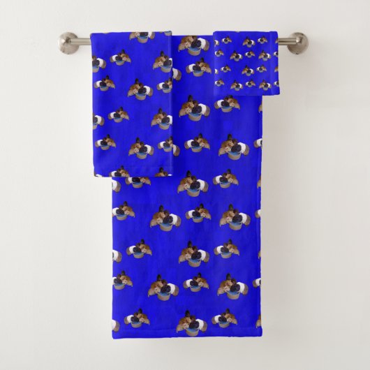 Blauw cavia patroon, bad handdoek (Insitu)