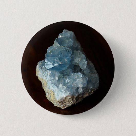 Blauw Celestite Crystal Ronde Button 5,7 Cm (Voorkant)