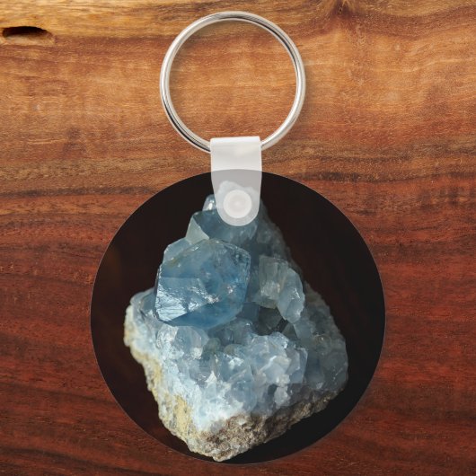 Blauw Celestite Crystal Sleutelhanger (Achterkant)