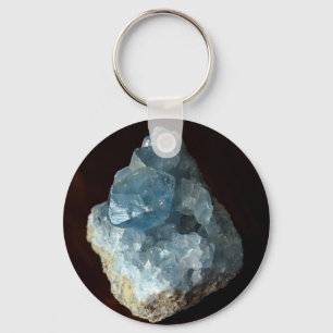 Blauw Celestite Crystal Sleutelhanger