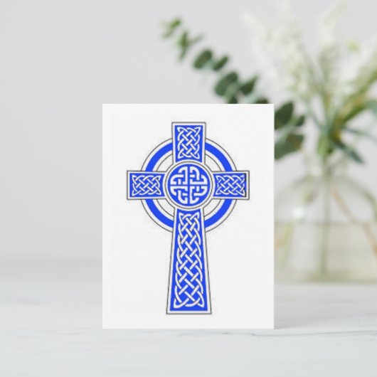 Blauw celkruis briefkaart (Staand voorkant)