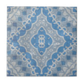 Blauw  cementvormend geometrisch patroon tegeltje (Voorkant)