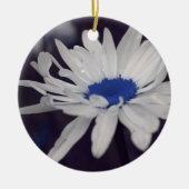 Blauw centrum Daisy Flower Ornament (Voorkant)