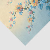 Blauw Centrum Gele Zonnebloem Tak Decoupage Tissuepapier (Detail)