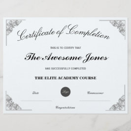 Blauw certificaat van voltooiing met Aangepaste Lo