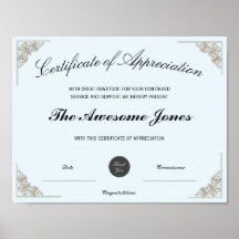 Blauw Certificaat van Waardering Aangepast Logo